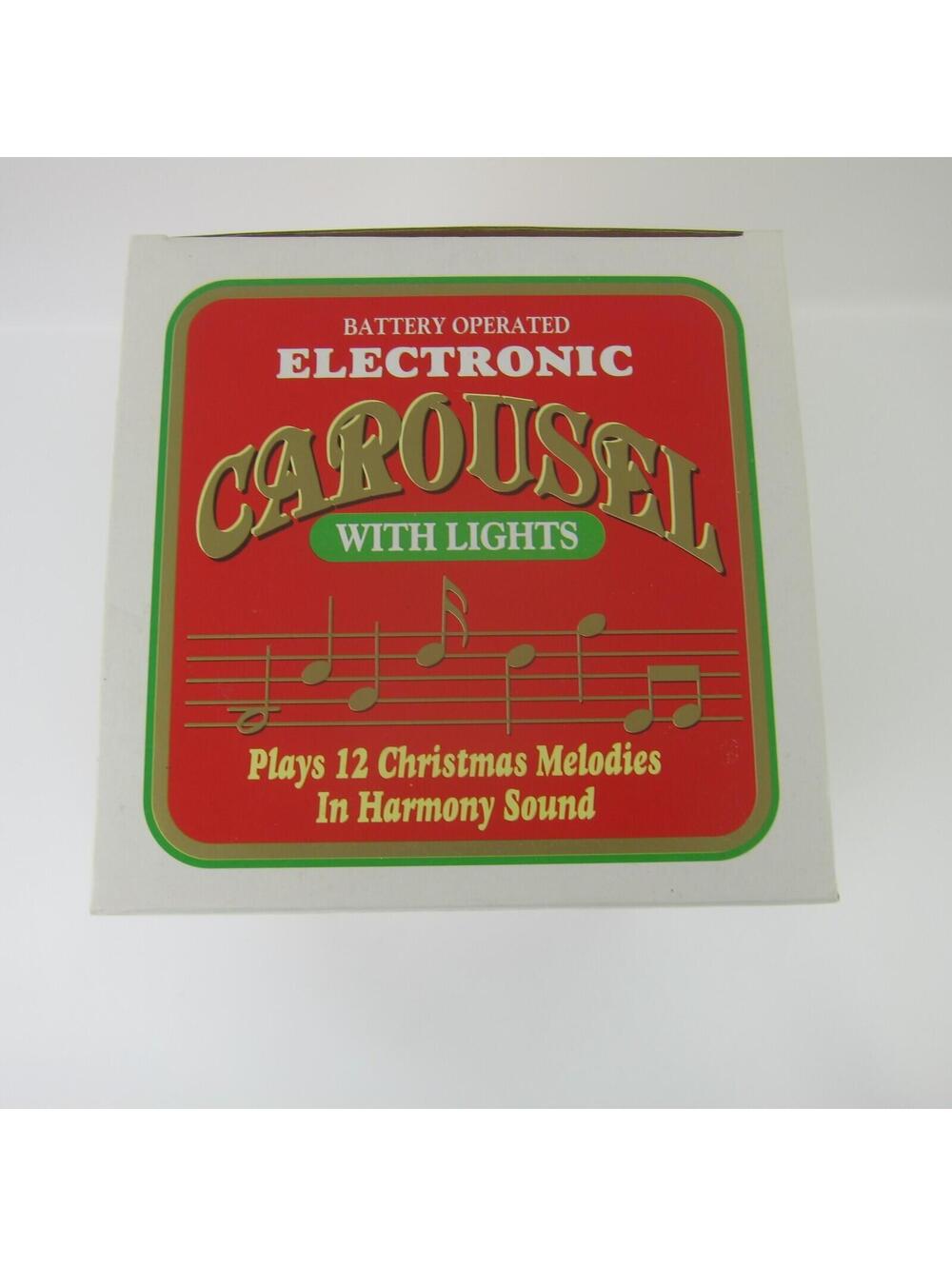 Vintage Christmas Electronic Carousel Horses Move & Plays 12 Melodies With Box - Picture 16 of 16